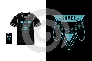 Gamers t shirt hand drawing mockup