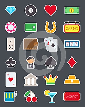 Games of chance icons set