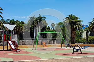 Games for children in a public park in Santa Cruz de Tenerife. Canary Islands
