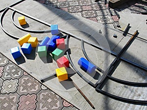 Games with children& x27;s educational toys colorful outdoor