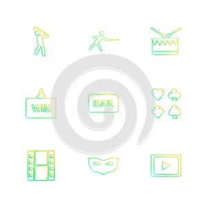 games , sports , picinic , real estate , eps icons set vector