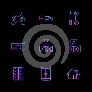 games , sports , picinic , real estate , eps icons set vector
