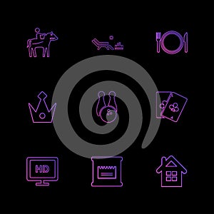 games , sports , picinic , real estate , eps icons set vector