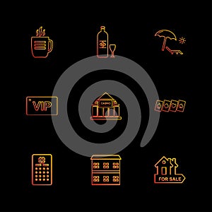 games , sports , picinic , real estate , eps icons set vector