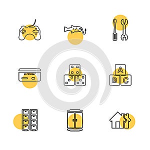 Games , sports , picinic , real estate , eps icons set vector