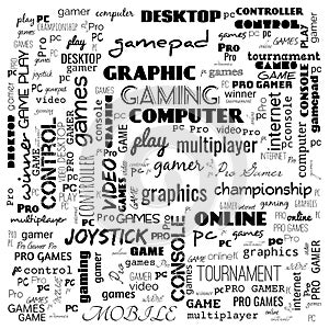 games word cloud, this word cloud use for banner, painting, motivation, web-page, website background, t-shirt & shirt printing,