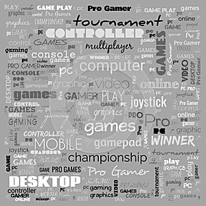 games word cloud, this word cloud use for banner, painting, motivation, web-page, website background, t-shirt & shirt printing,