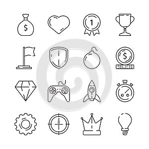 Gamification icon. Business rules achievement for workers challenge motivation competitive advantage managers efficiency