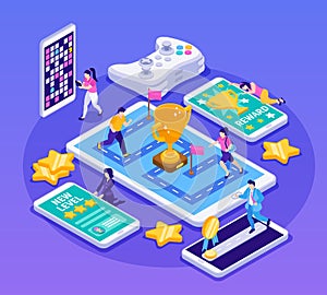 Gamification Isometric Composition