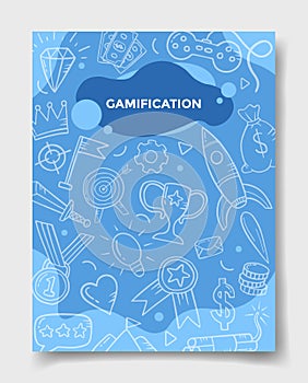 Gamification life technology concept with doodle style for template of banners, flyer, books, and magazine cover