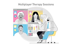 Gamification In Psychotherapy. Flat Vector