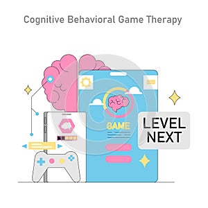 Gamification In Psychotherapy. Flat Vector
