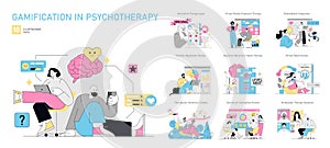 Gamification In Psychotherapy. Flat Vector