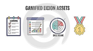 Gamified Learning and Skill Development Icons Set