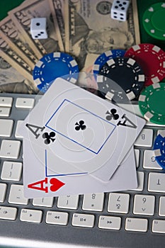 Gaming business. Internet betting services. Gambling on the site and winning money. Play poker online. Vertical frame