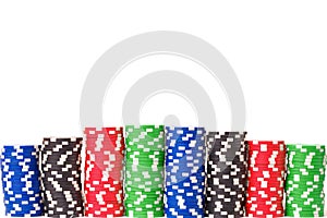 Gaming chips. Isolated on white background
