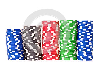Gaming chips. Isolated on white background