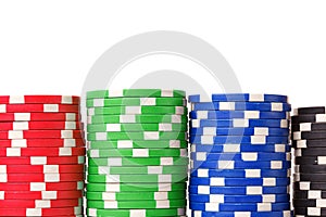 Gaming chips. Isolated on white background