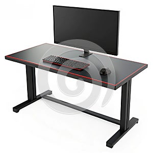 Gaming computer desk white background