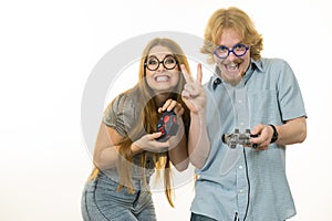 Gaming couple playing games
