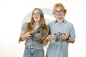 Gaming couple playing games