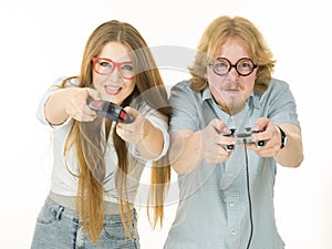 Gaming couple playing games