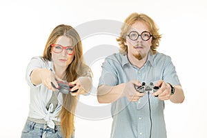 Gaming couple playing games