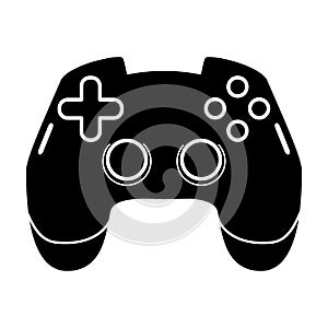 Gaming joystick glyph icon. Esports equipment. Computer gamepad. Game device. Silhouette symbol. Vector isolated