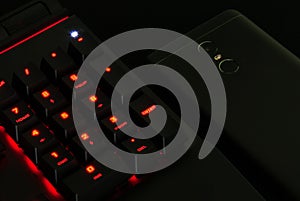 Gaming Keyboard with Lights and phone