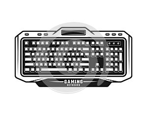 Gaming keyboard for PC vector monochrome object