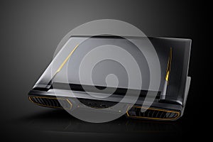 Gaming laptop on black background