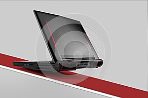 Gaming laptop placed on gray background