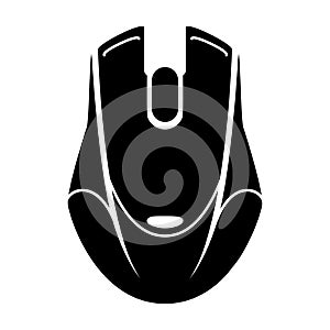 Gaming mouse glyph icon. Esports equipment. Computer mouse. Game device. Silhouette symbol. Vector isolated icon