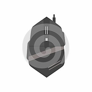 Gaming mouse icon. Black computer mouse for e-sport gaming. Flat cartoon controller for video or computer game vector illustration