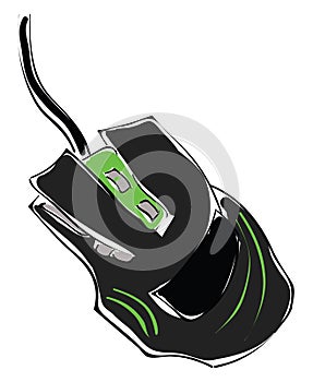 Gaming mouse for laptop, vector or color illustration