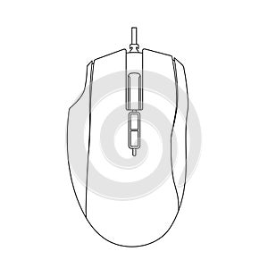 Gaming Mouse Outline Icon Illustration on Isolated White Background