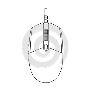 Gaming Mouse Outline Icon Illustration on Isolated White Background