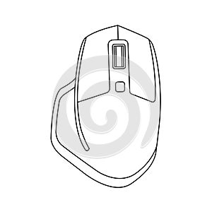 Gaming Mouse Outline Icon Illustration on White Background