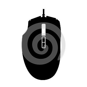 Gaming Mouse Silhouette. Black and White Icon Design Element on Isolated White Background