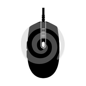 Gaming Mouse Silhouette. Black and White Icon Design Element on Isolated White Background