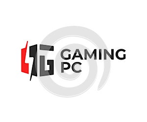 Gaming pc logo design. Gaming desktop computer vector design