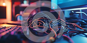 Gaming PC Setup RGB Cables Computer Hardware Tech Background Image