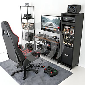 A Gaming Room Isolated on White Background