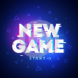 Gaming Start Screen In Futuristic Glitch Style