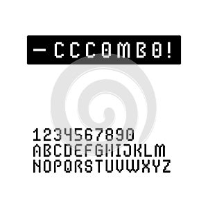Gaming style pixel font set in uppercase