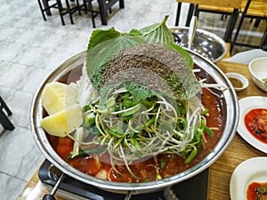 Gamjatang or Korean pork bones soup