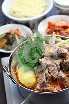 Gamjatang, pork bone and potato soup, korean cuisine