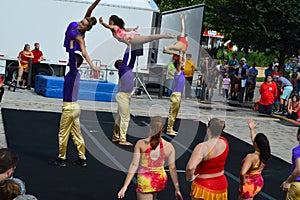 Gamma Phi Circus acrobats