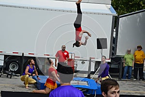 Gamma Phi Circus acrobats
