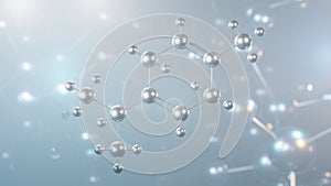 gamma-terpinene molecular structure, 3d model molecule, isomeric hydrocarbons, structural chemical formula view from a microscope